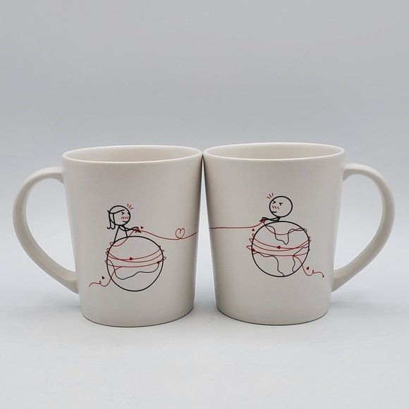 Two Treat It With Love Human Touch Global Long Distance Coffee Mugs Coffee Cups - Picture 1 of 6